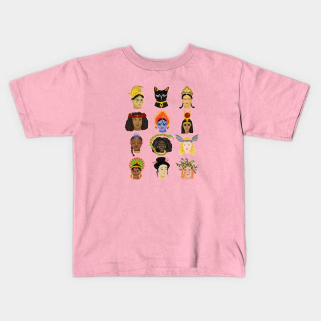 Goddesses Around the World Kids T-Shirt by Das Brooklyn